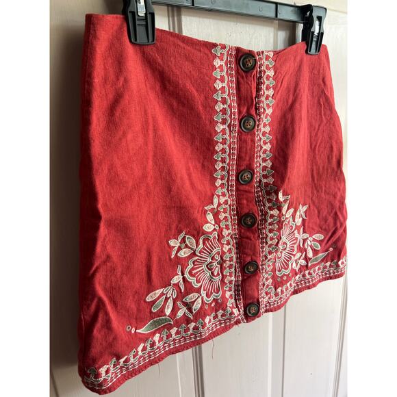 Blue Rain Francescas Linen Mini Skirt Embroidered Womens Small - Picture 2 of 6
